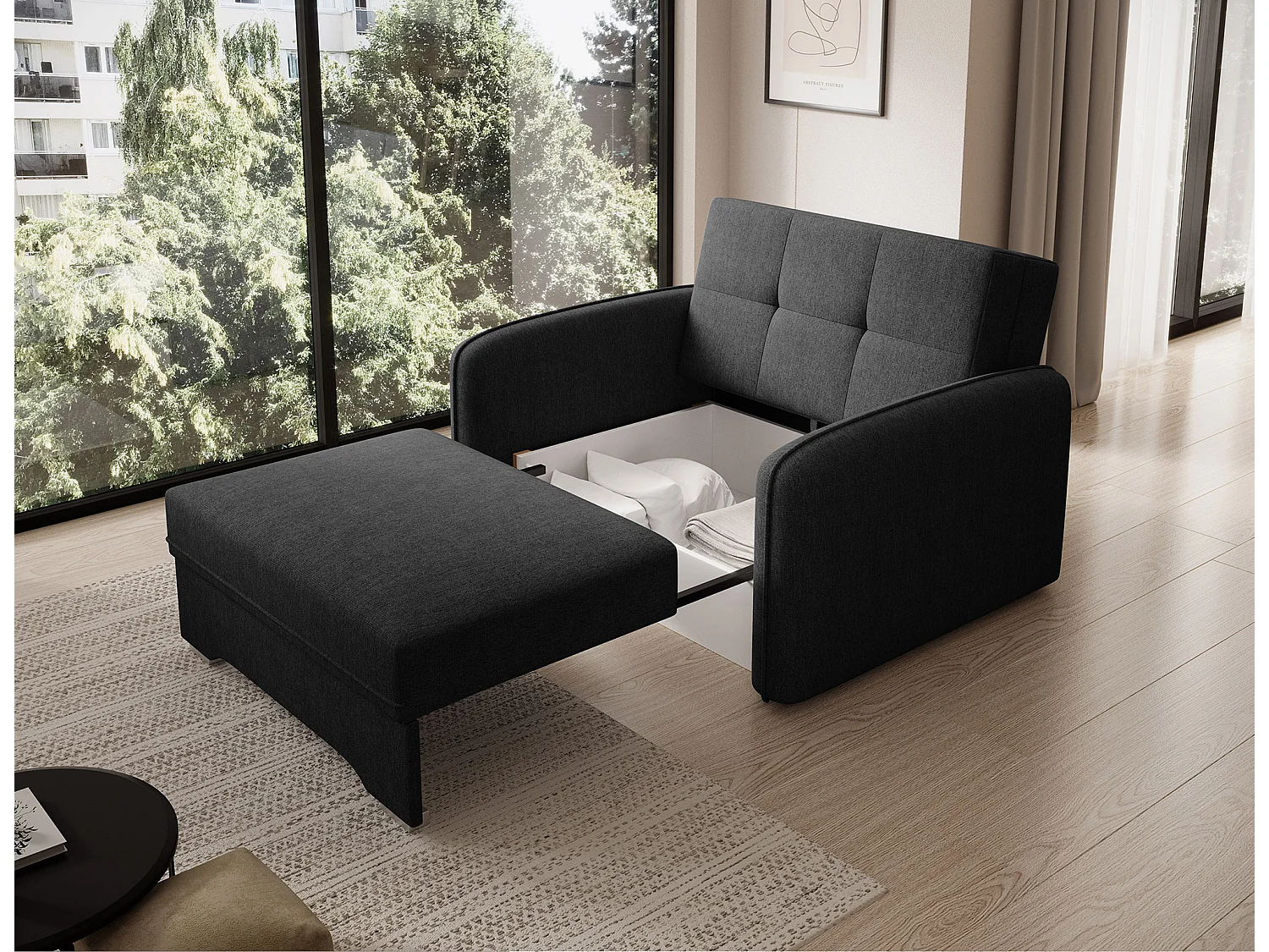 Fauteuil convertible LANY - Compact et ingénieux-Noir