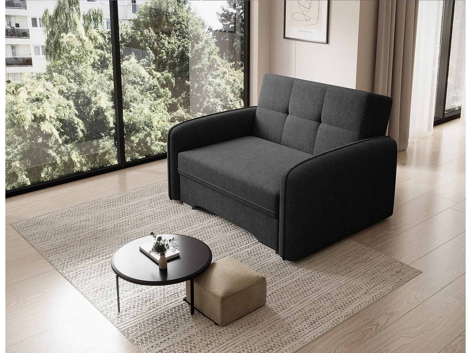 Fauteuil convertible LANY - Compact et ingénieux-Noir