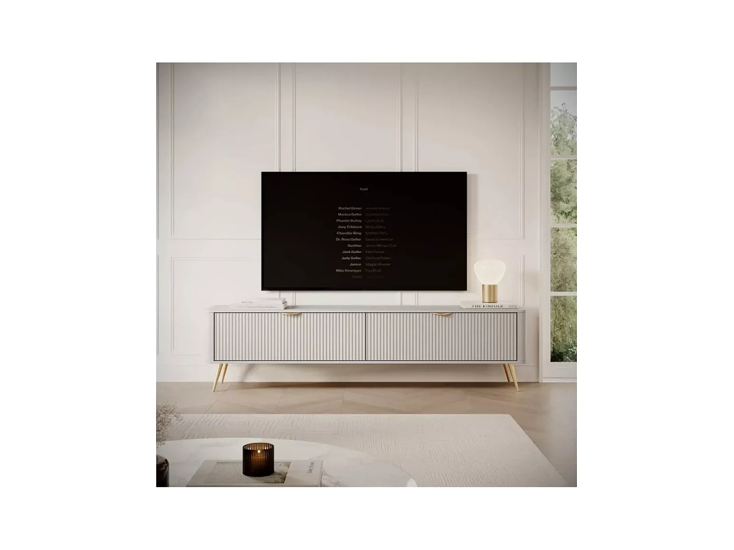 TV Lowboard  Lante XL/Weiss&Gold