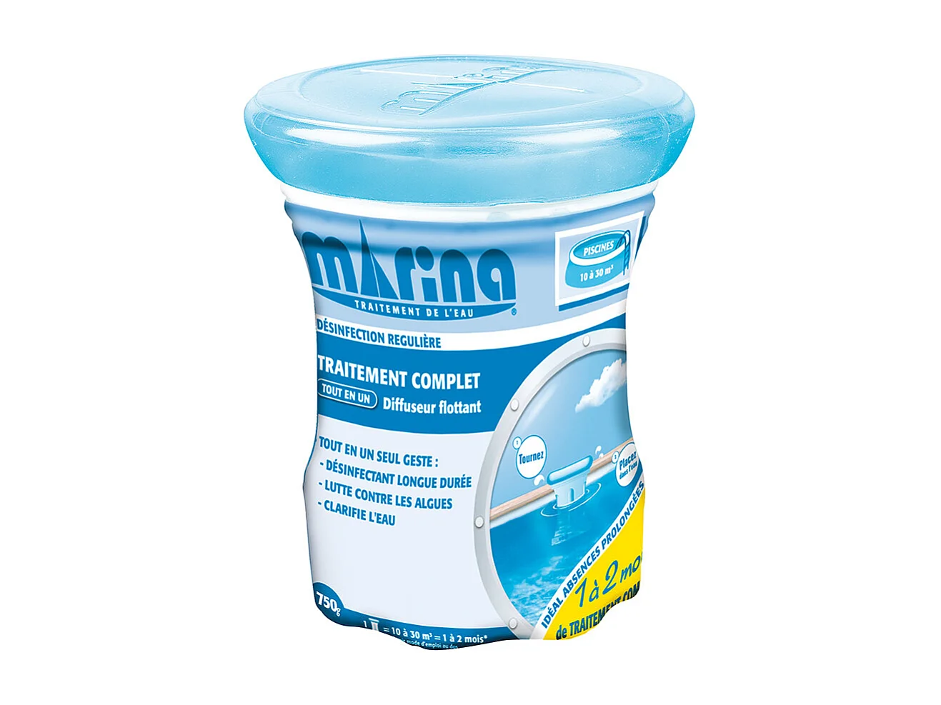 Traitement multi-actions au chlore en diffuseur flottant 1 à 2 mois pour 10 à 30 m³ - Marina