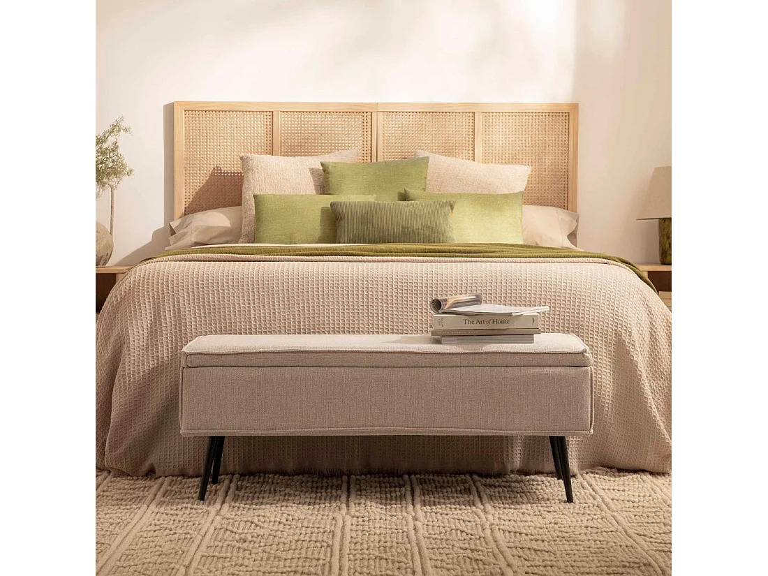 Banco en tissu beige 109x43 cm-Sanna