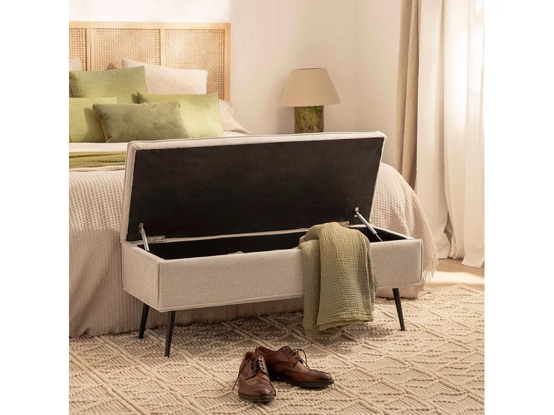 Banco en tissu beige 109x43 cm-Sanna