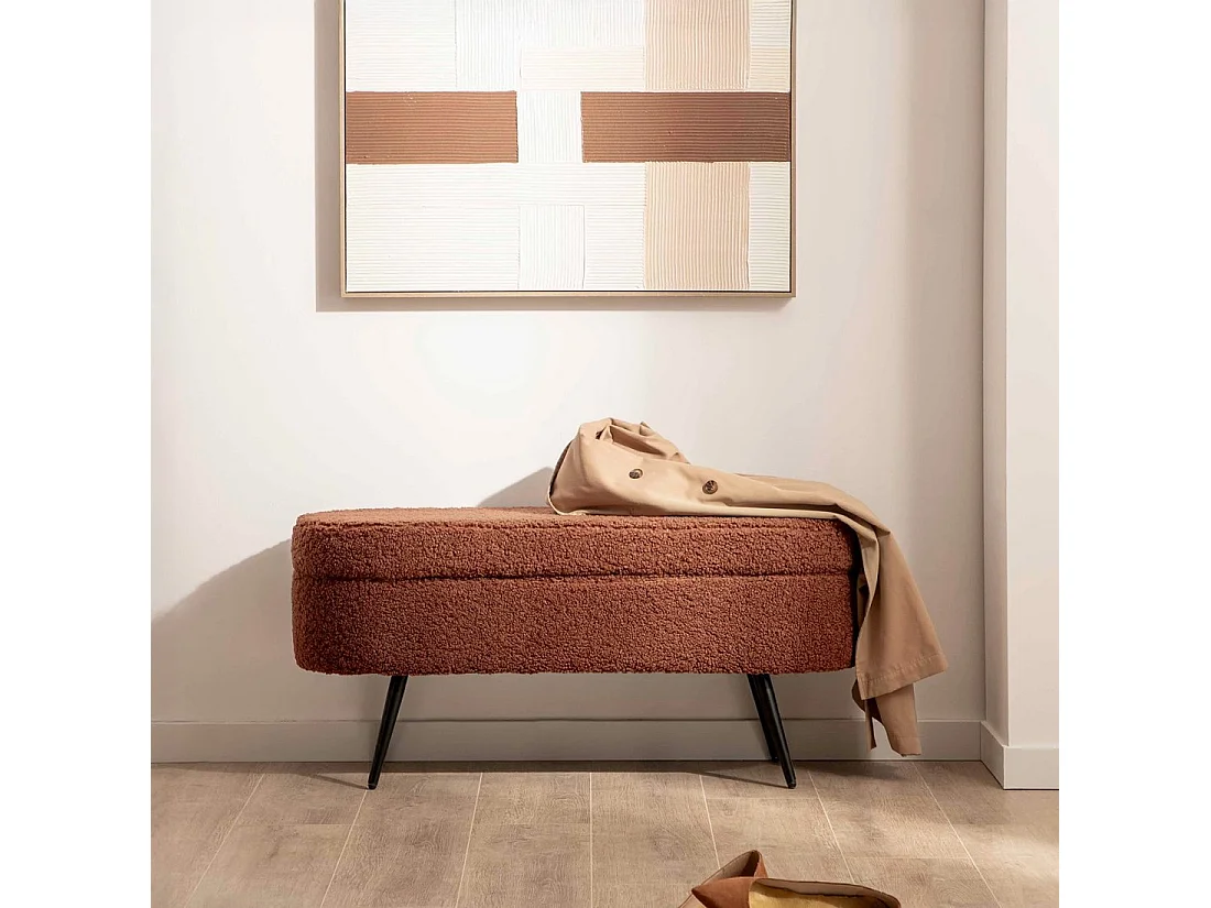 Banco en revêtement en moutonnet terre cuite 100x46 cm-Jelen