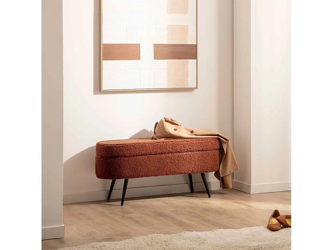 Banco en revêtement en moutonnet terre cuite 100x46 cm-Jelen