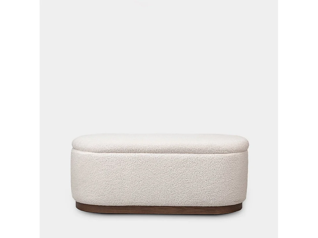 Banco en revêtement en moutonnet blanc 100x40 cm-Isola