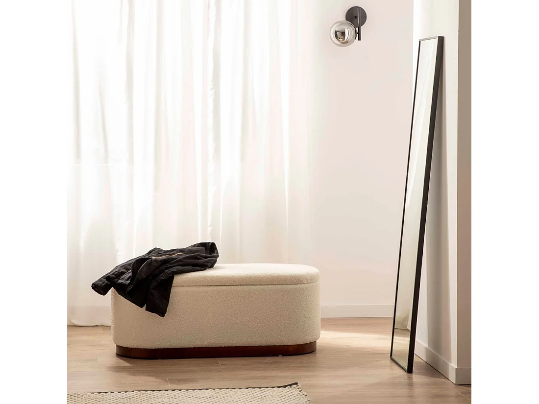 Banco en revêtement en moutonnet blanc 100x40 cm-Isola