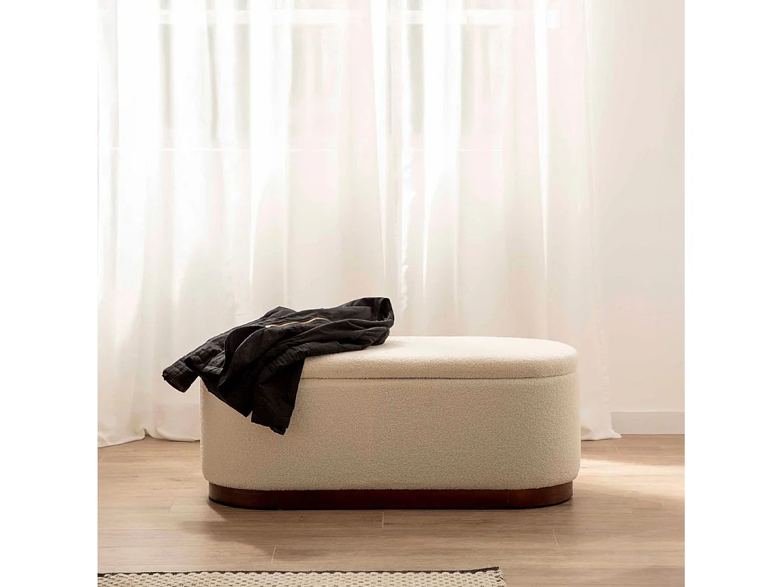 Coffre en revêtement en moutonnet blanc 100x40 cm-Isola