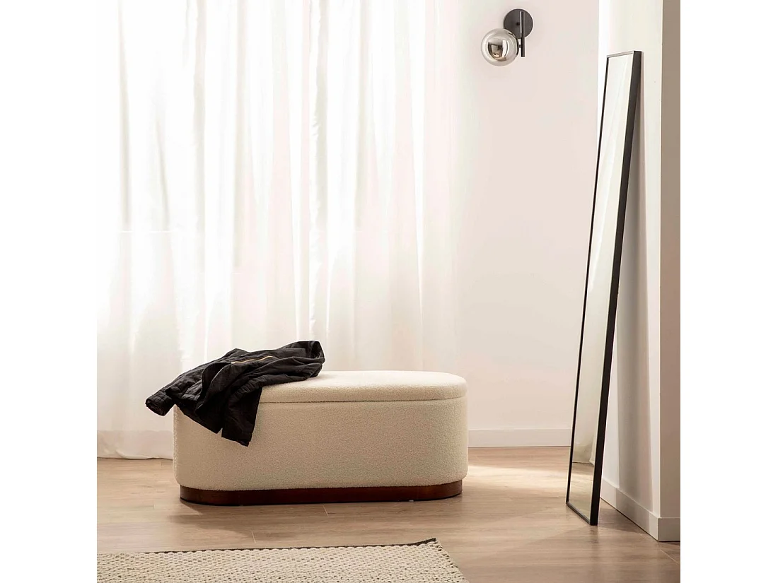 Coffre en revêtement en moutonnet blanc 100x40 cm-Isola