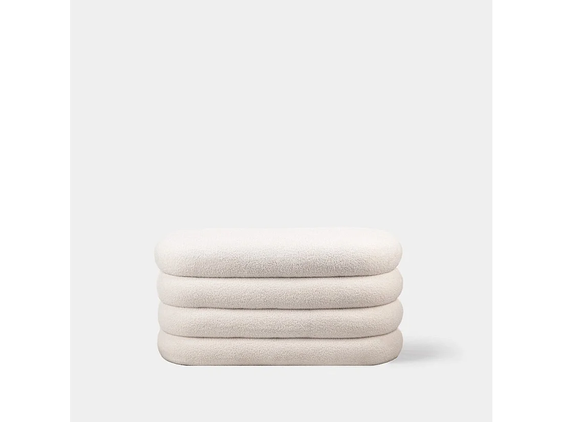 Banco en revêtement en moutonnet blanc 100x45 cm-Roma