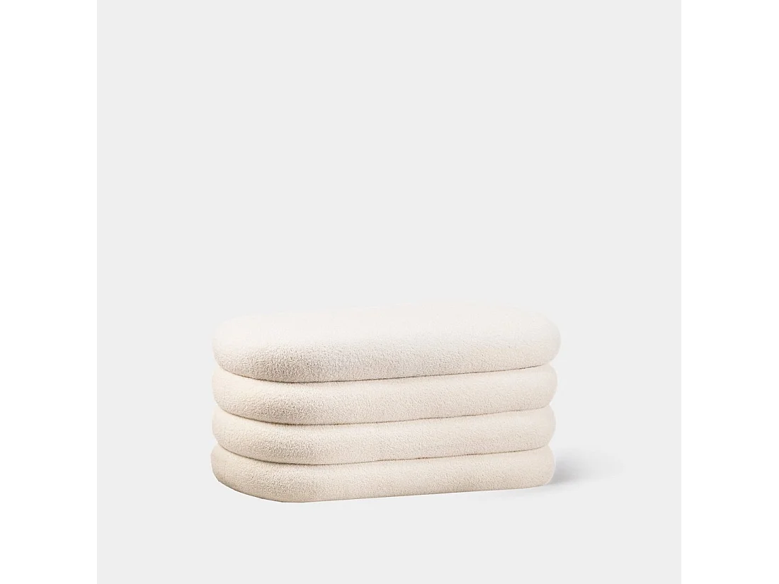 Coffre en revêtement en moutonnet blanc 100x45 cm-Roma