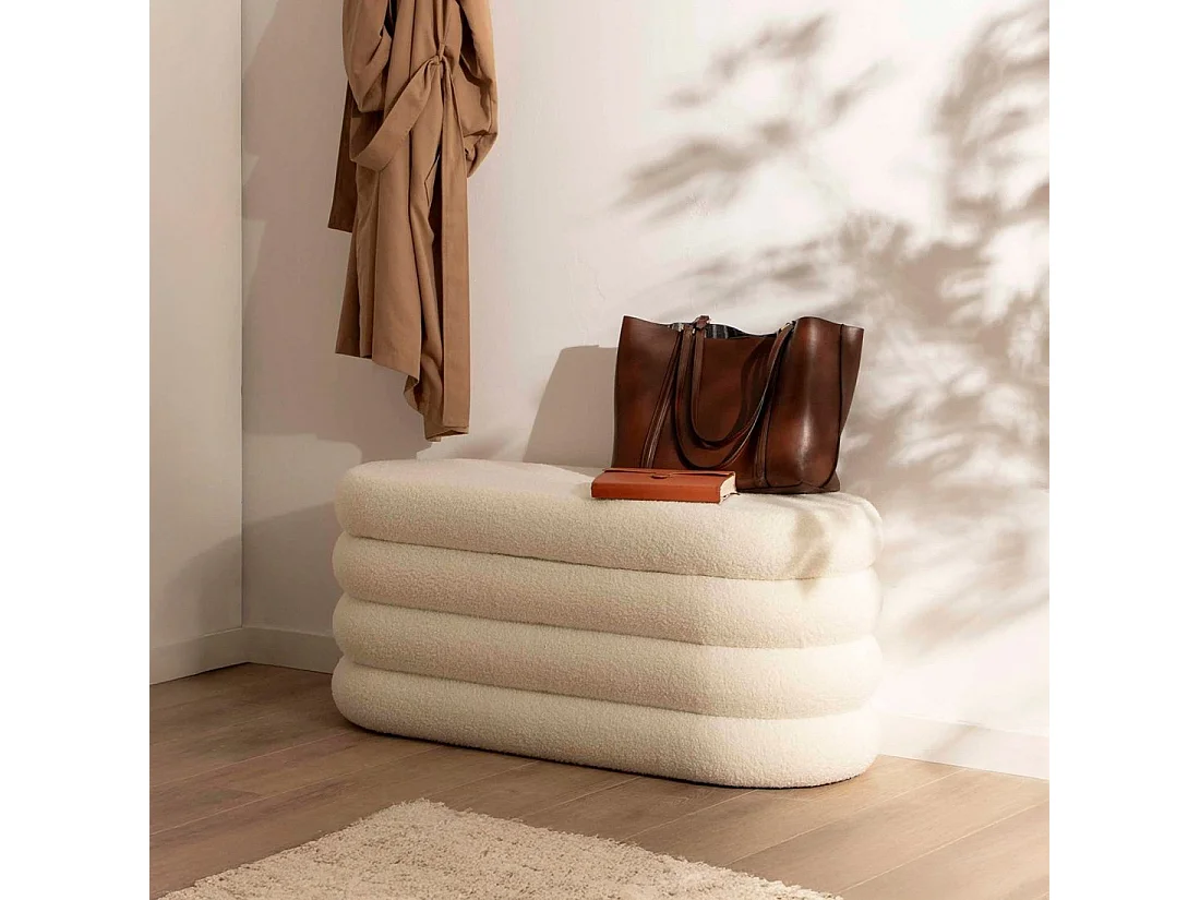 Coffre en revêtement en moutonnet blanc 100x45 cm-Roma