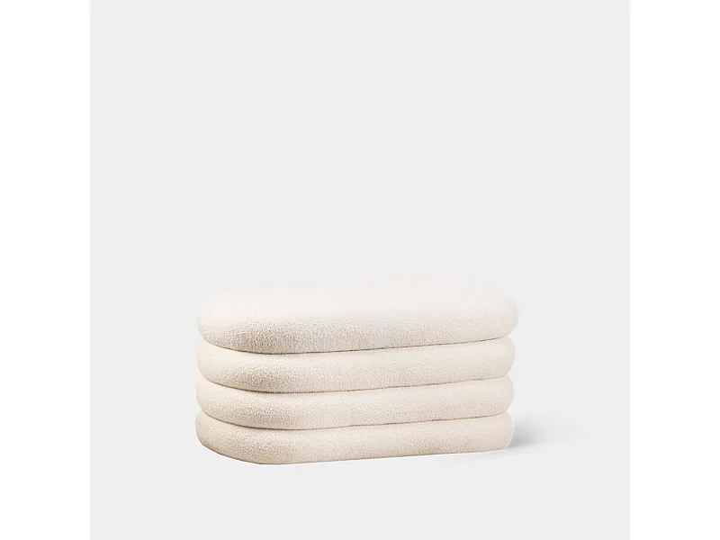 Banco en revêtement en moutonnet blanc 100x45 cm-Roma