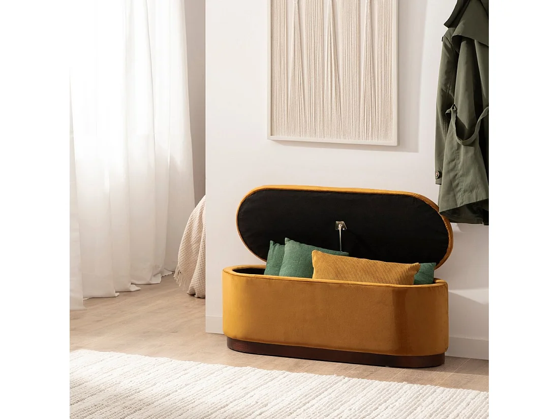 Banco en velours moutarde 100x40 cm-Isola