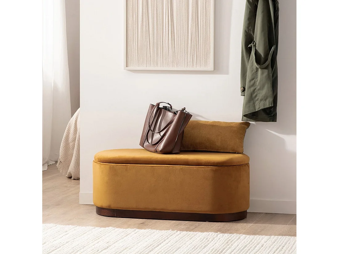 Banco en velours moutarde 100x40 cm-Isola