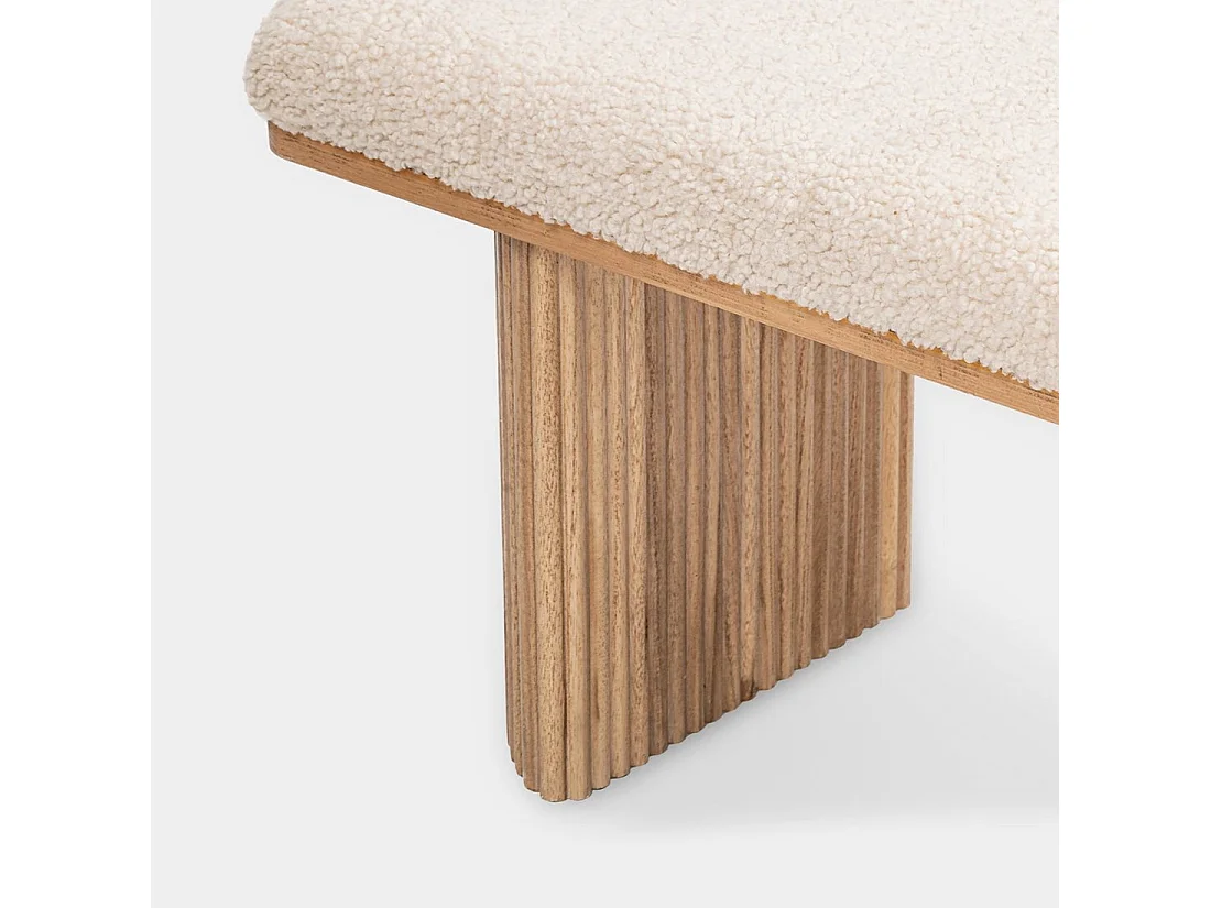 Banco en revêtement en moutonnet blanc 100x45 cm-Bruna