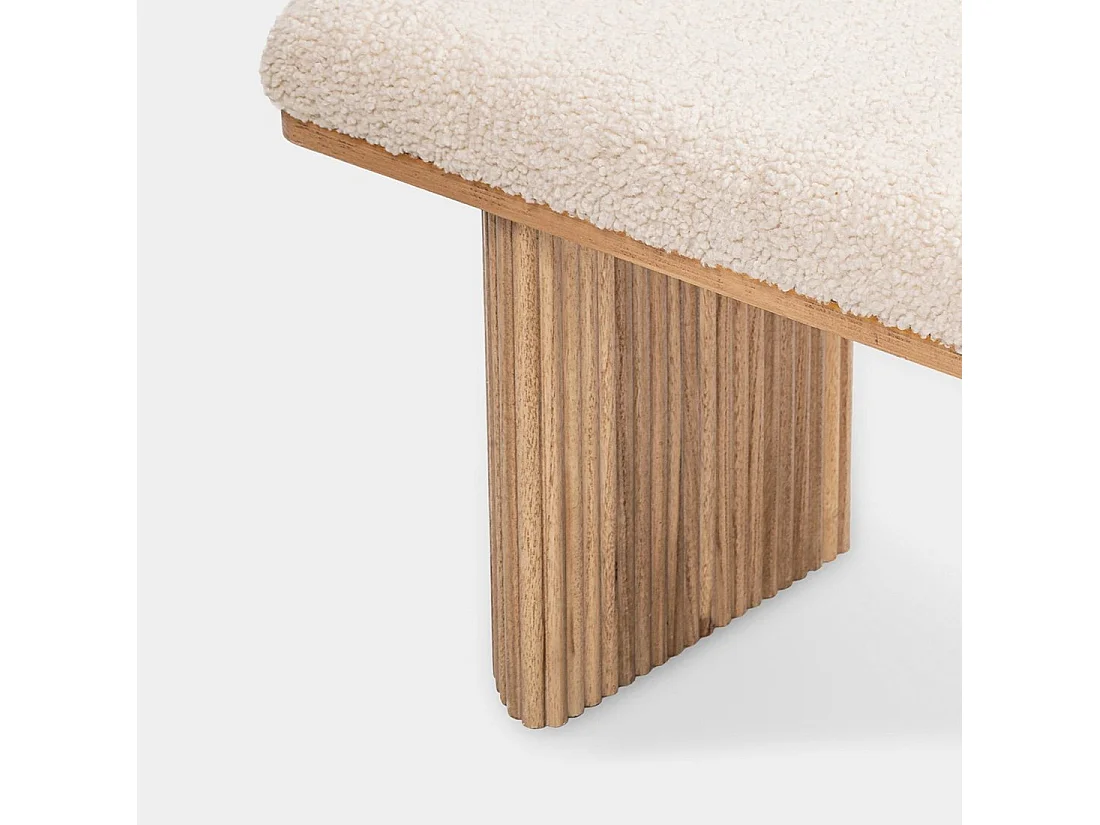 Bout de lit en revêtement en moutonnet blanc 100x45 cm-Bruna