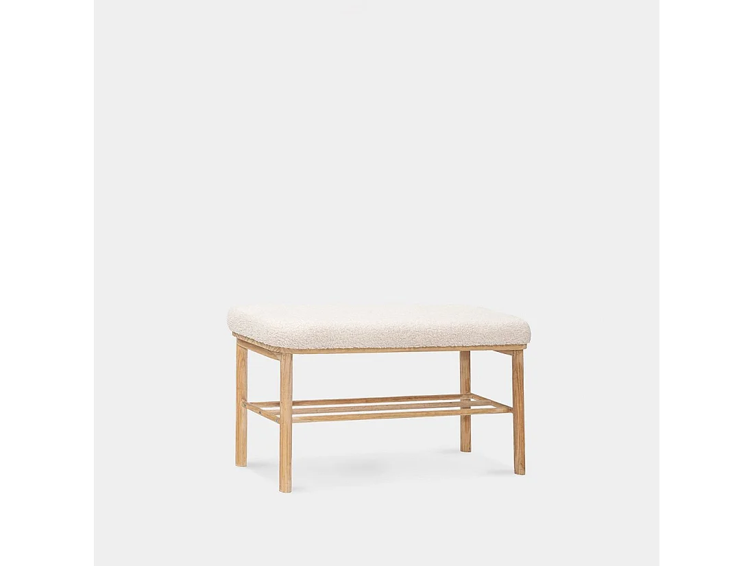 Bout de lit en revêtement en moutonnet blanc 90x46 cm-Enise