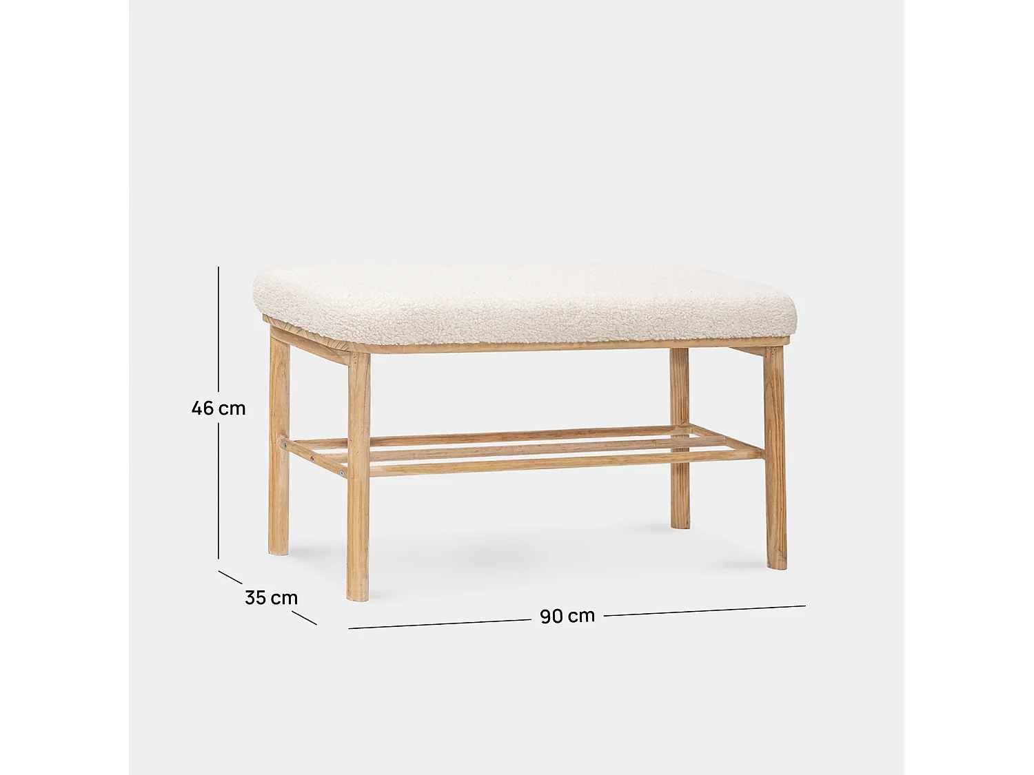 Bout de lit en revêtement en moutonnet blanc 90x46 cm-Enise