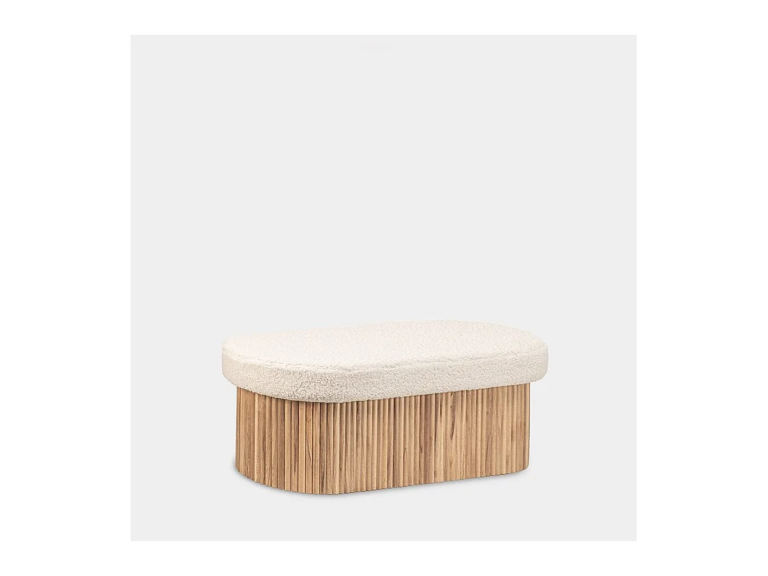 Banco en revêtement en moutonnet blanc 93x44 cm-Naira