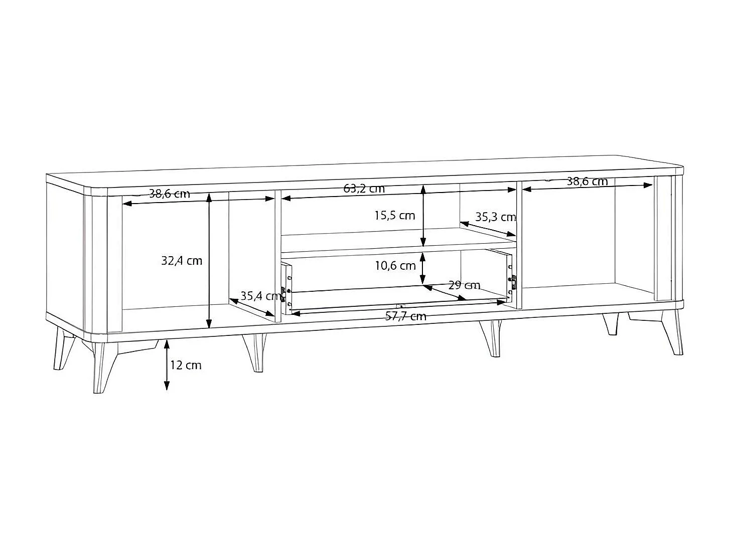 TV Lowboard Forest/Weiss&Gold