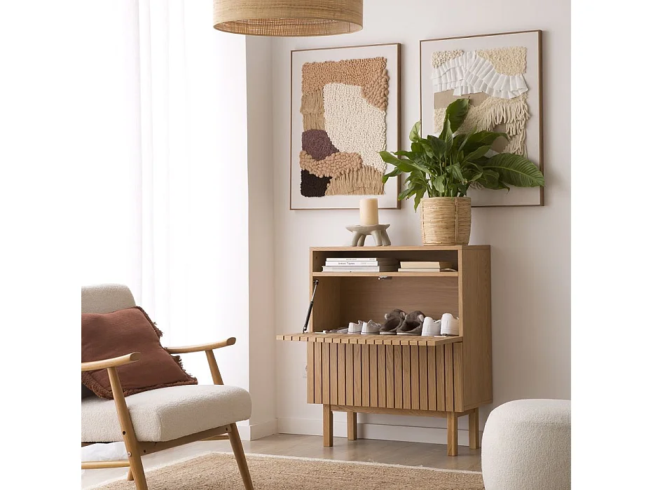 Meuble à chaussures effet bois naturel 79x92