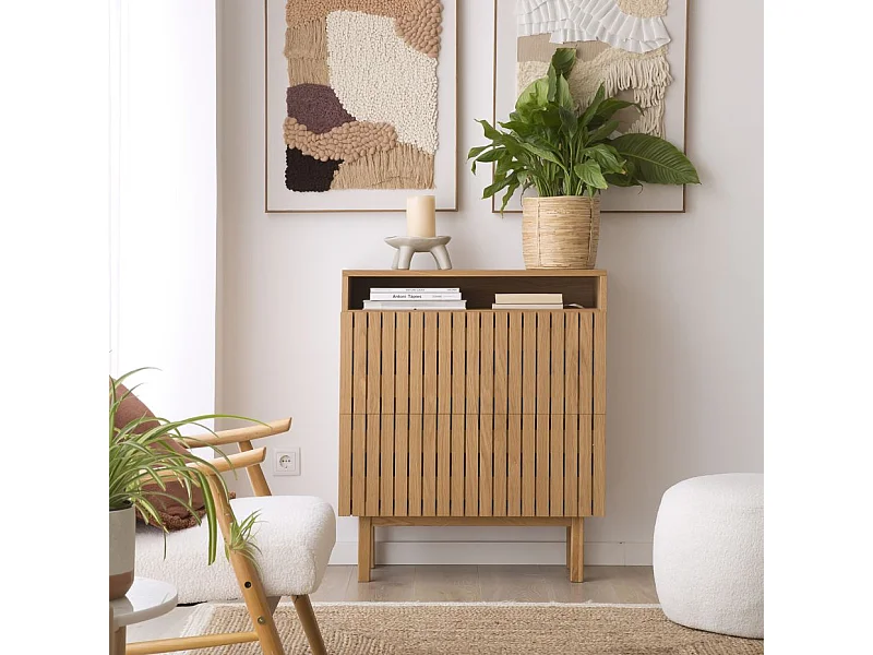 Meuble à chaussures effet bois naturel 79x92