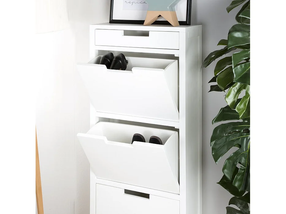 Scarpiera legno massello e pannello in mdf bianco 18x125