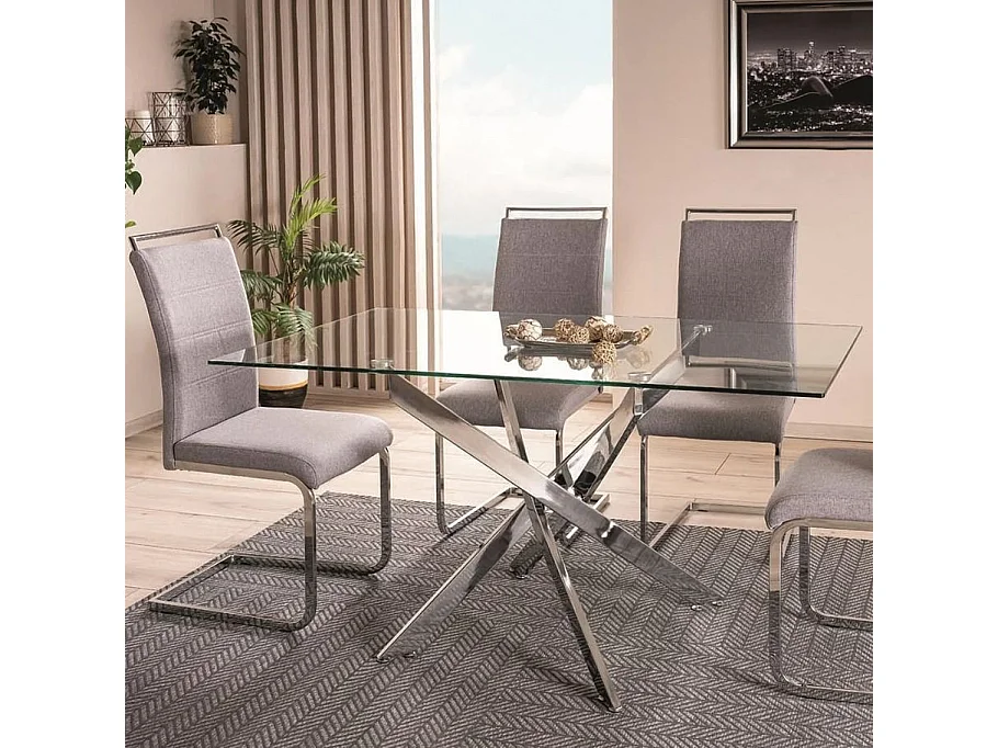 Table design rectangulaire en verre 140 x 80 cm Weba