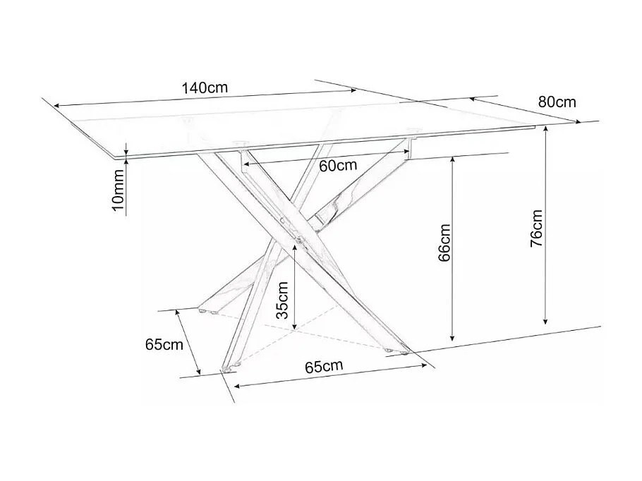 Table design rectangulaire en verre 140 x 80 cm Weba