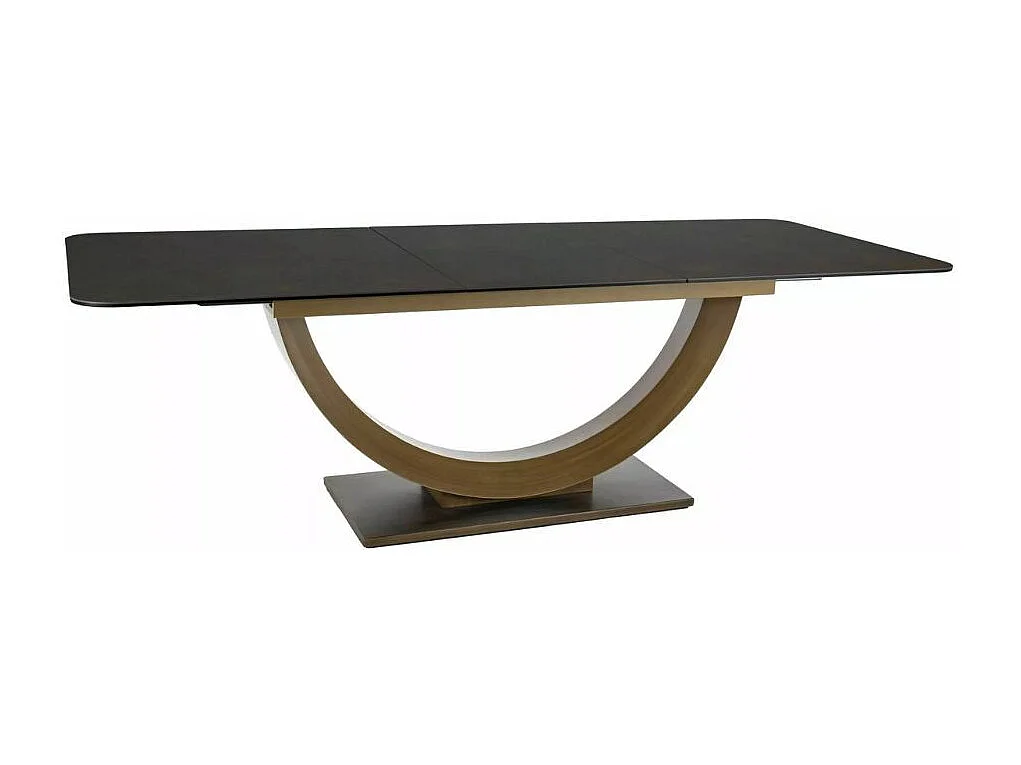 Table en résine frittée aspect marbre extensible 160-240 cm avec pied acier noir design Lisa
