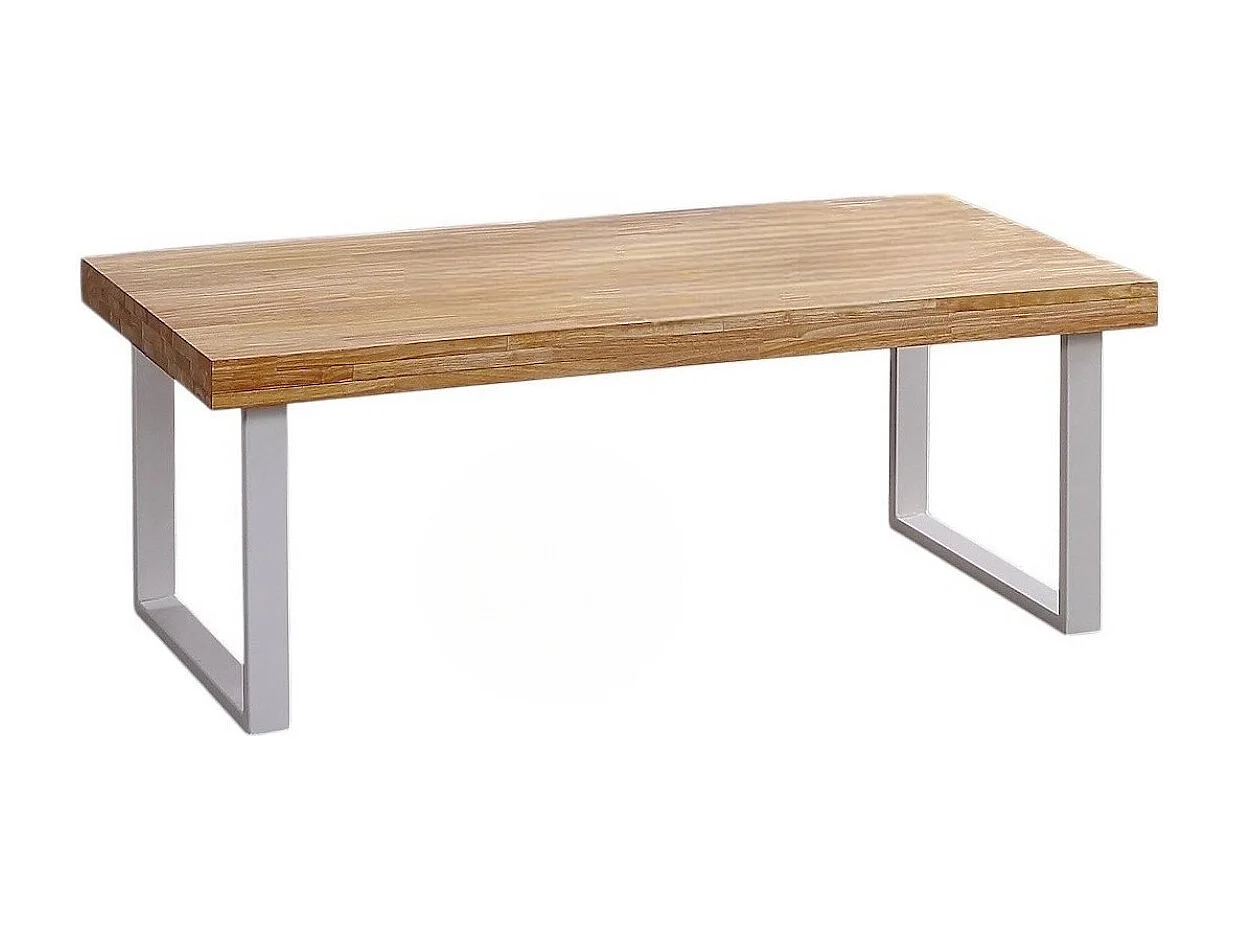 MATIKA - Table basse en bois de chêne et acier blanc