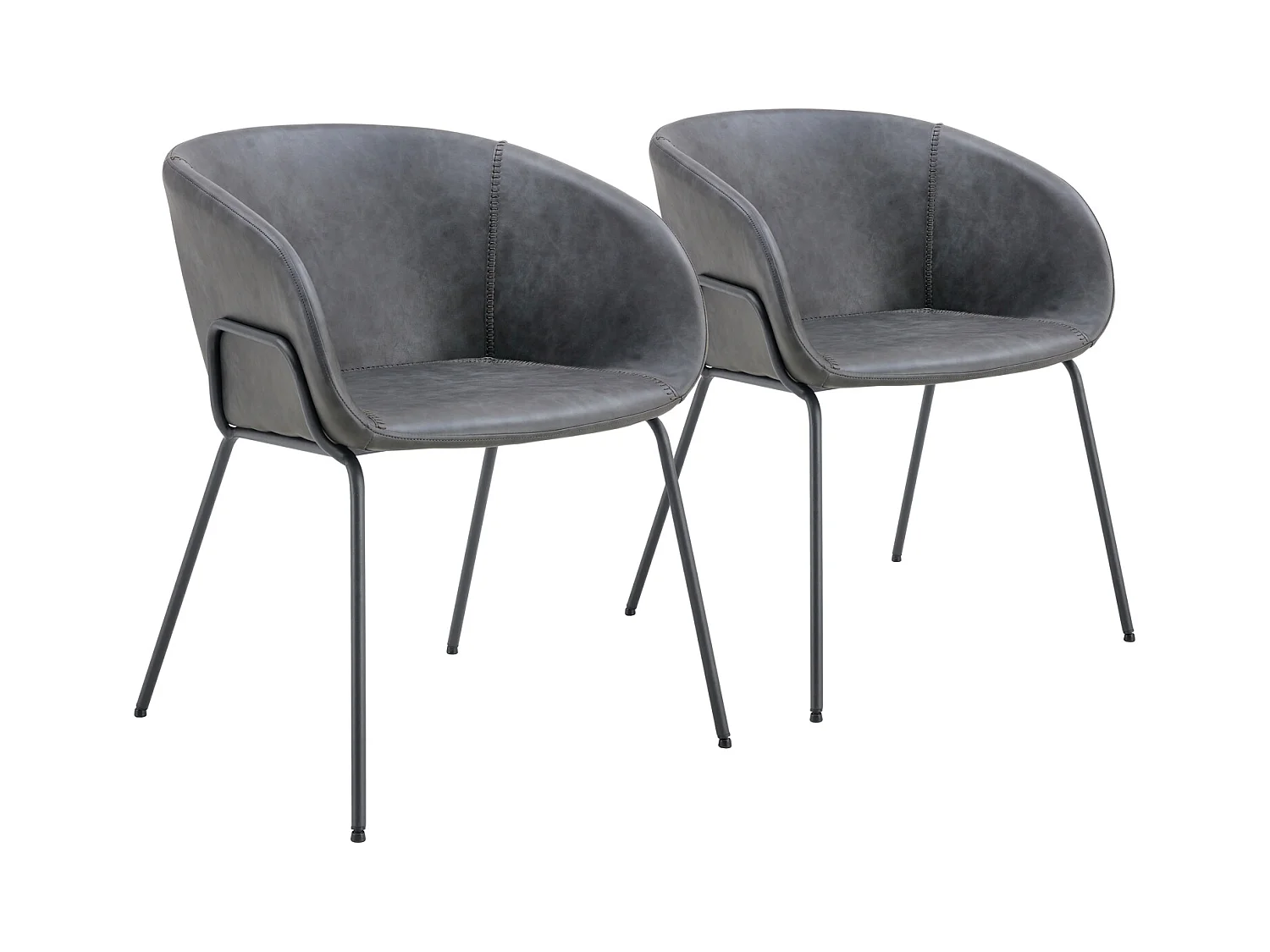 Set van 2 donkergrijze ANDRÉ imitatie stoelen