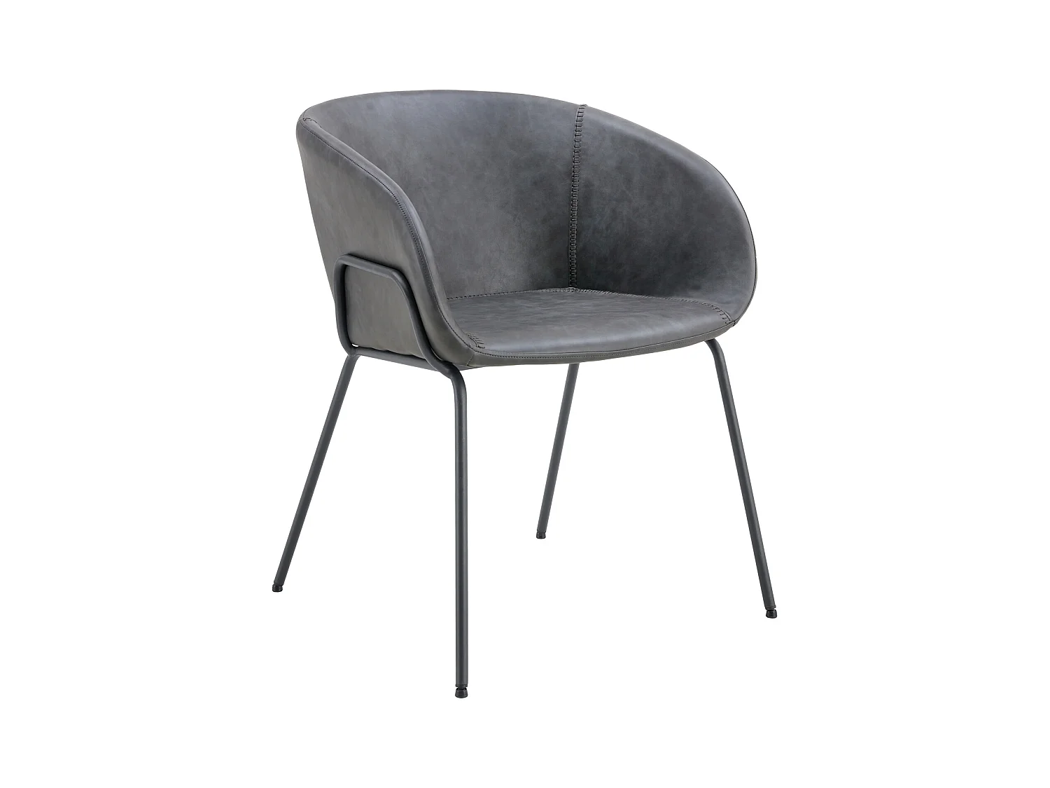 Set van 2 donkergrijze ANDRÉ imitatie stoelen