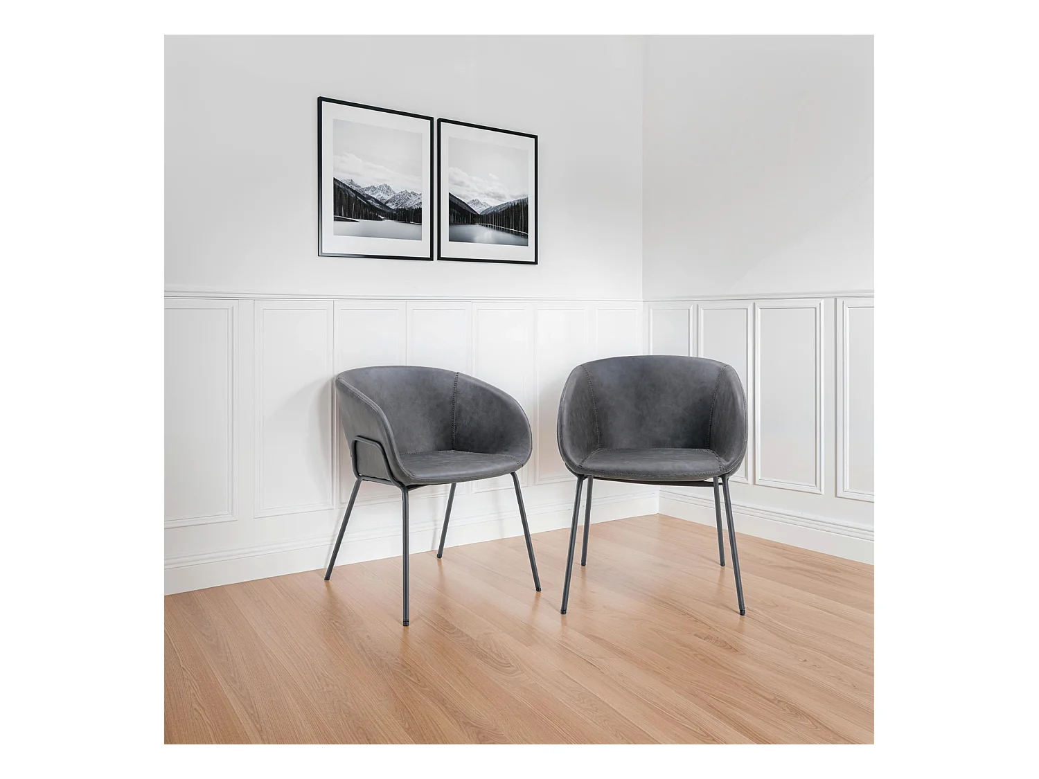 Set van 2 donkergrijze ANDRÉ imitatie stoelen