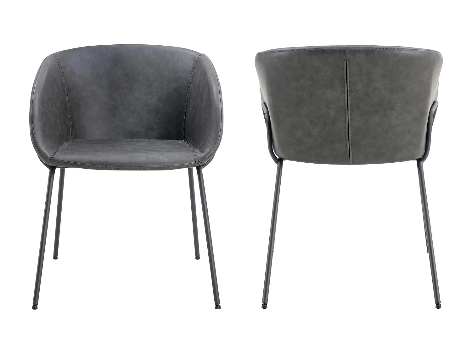 Set van 2 donkergrijze ANDRÉ imitatie stoelen