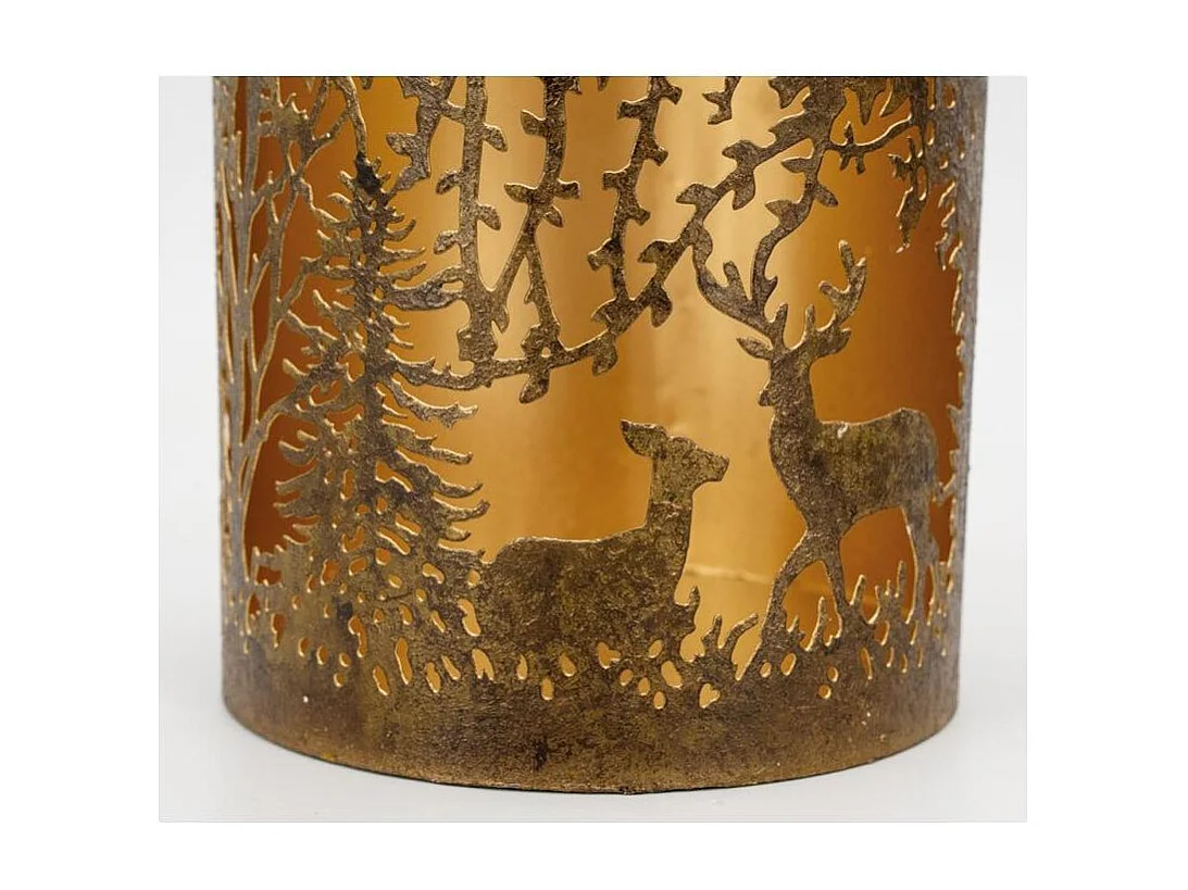 Photophores en métal doré antique Cerf