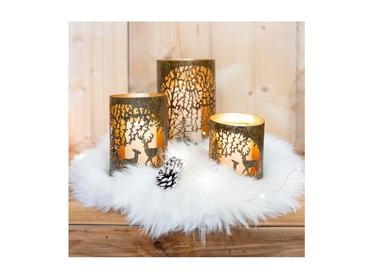 Photophores en métal doré antique Cerf