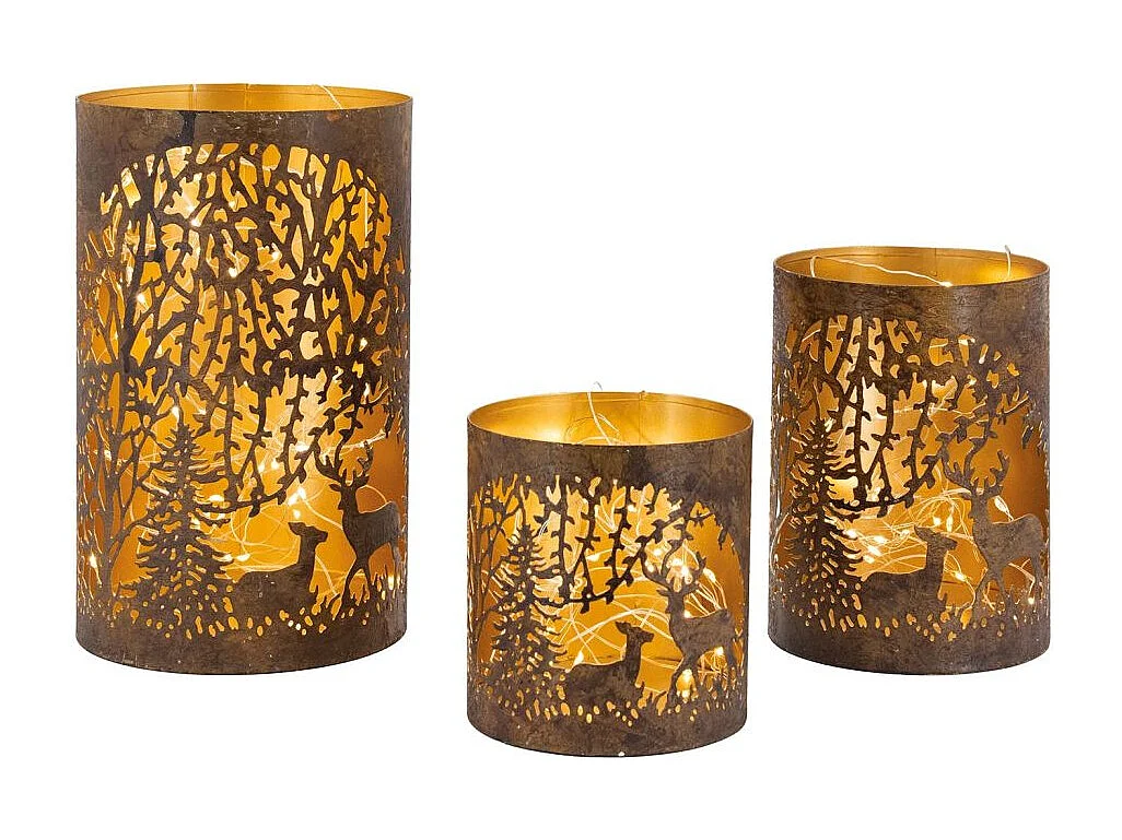 Photophores en métal doré antique Cerf