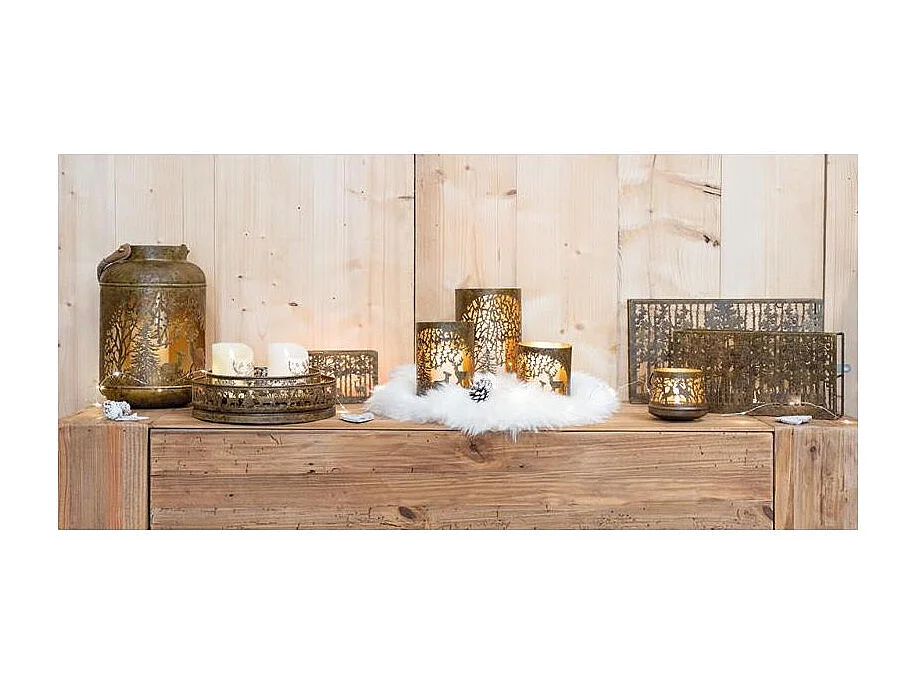 Photophores en métal doré antique Cerf