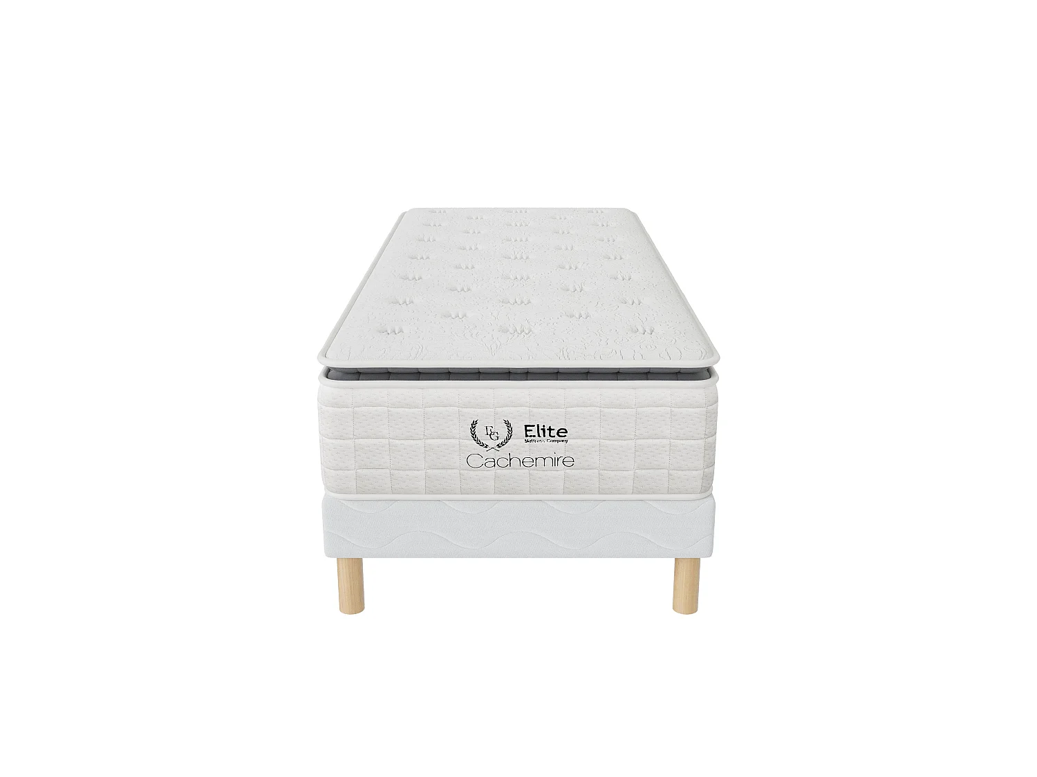 Ensemble Cachemire 90x190 cm Hauteur 28 cm Ressorts ensachés Mousse Polyuréthane avec Sommier Tapissier Soutien équilibré