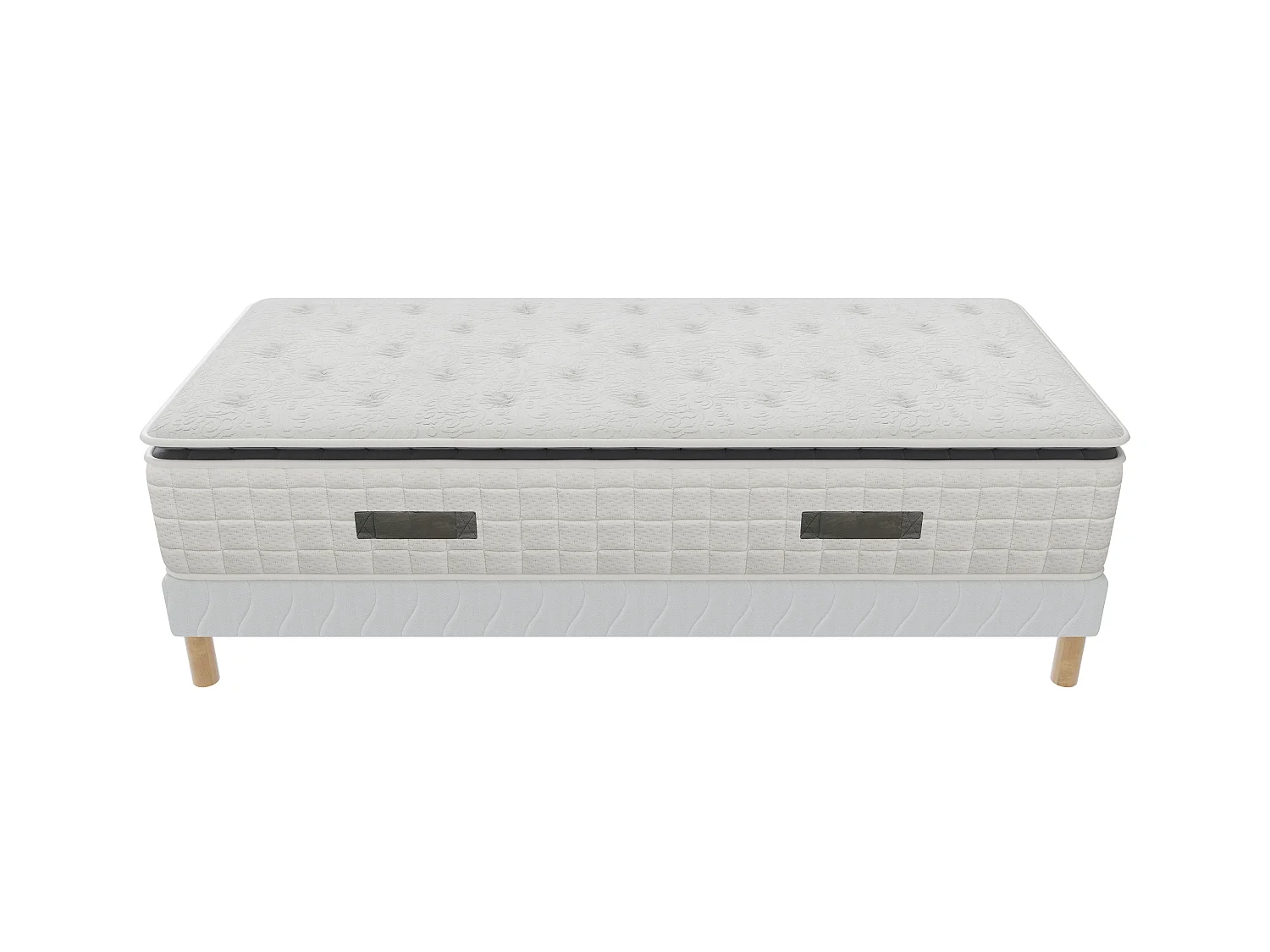 Ensemble Cachemire 90x190 cm Hauteur 28 cm Ressorts ensachés Mousse Polyuréthane avec Sommier Tapissier Soutien équilibré
