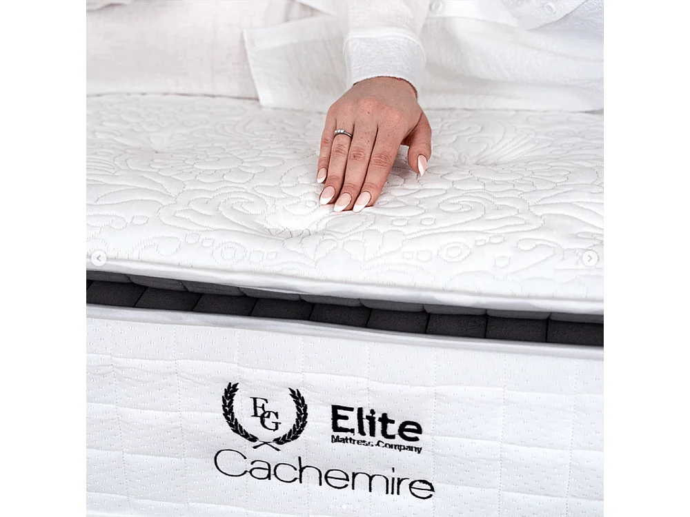 Ensemble Sommier + Matelas Cachemire 90x190 cm Ressorts Ensachés Hauteur 28 cm