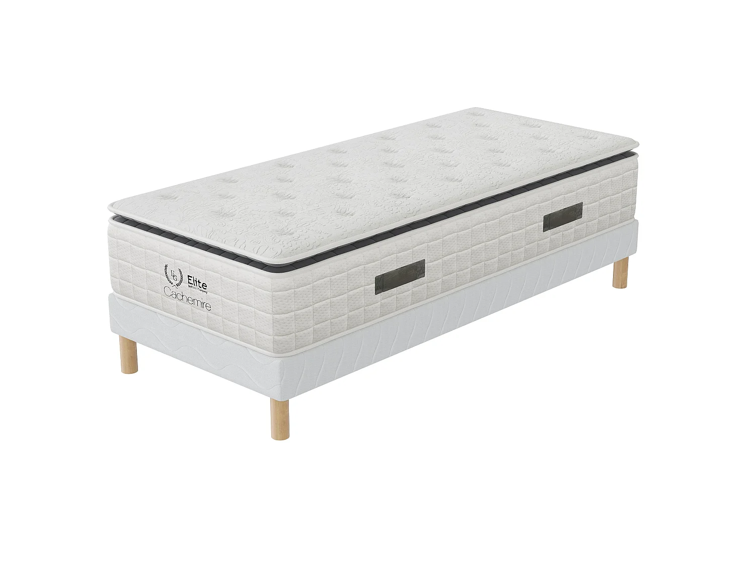 Ensemble Cachemire 90x200 cm Hauteur 28 cm Ressorts ensachés Mousse Polyuréthane avec Sommier Tapissier Soutien équilibré