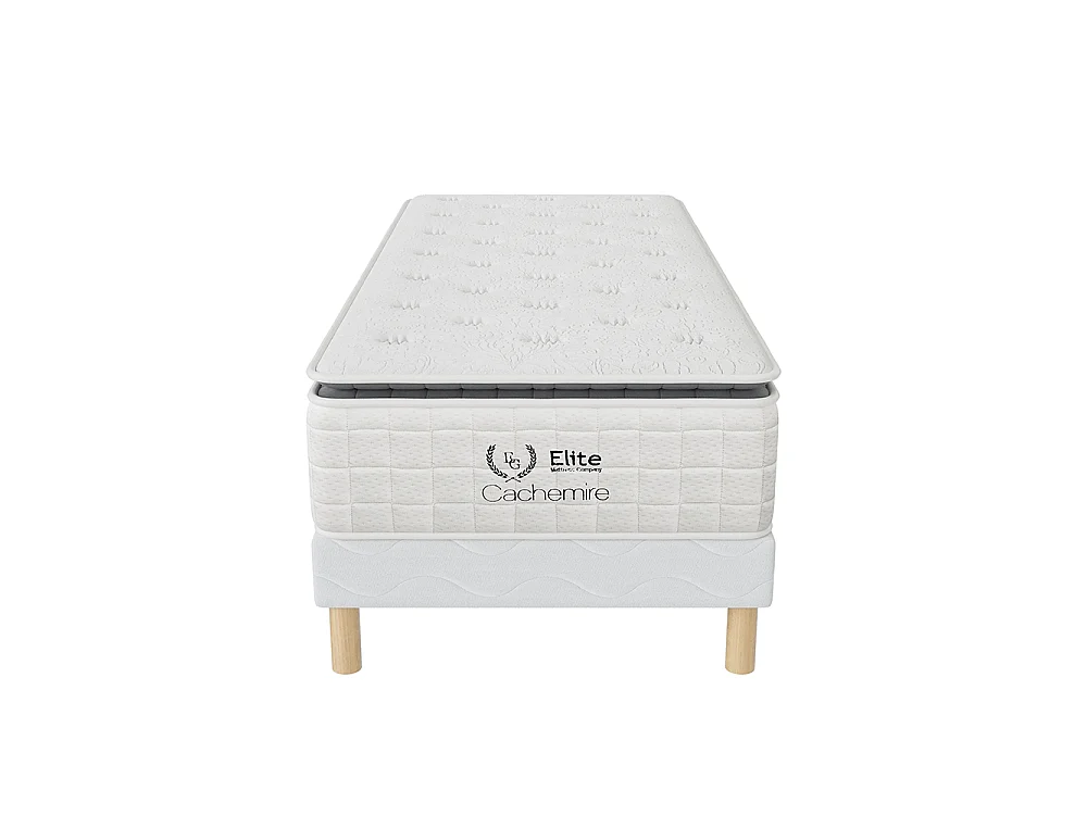 Ensemble Sommier + Matelas Cachemire 90x200 cm Ressorts Ensachés Hauteur 28 cm