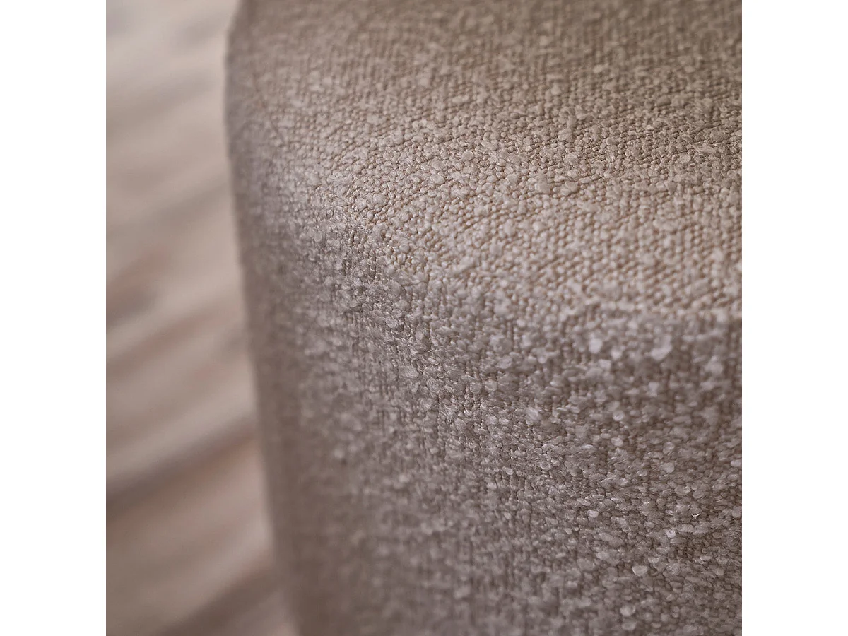 Pouf in teak massello e tessuto bouclé 38 cm
