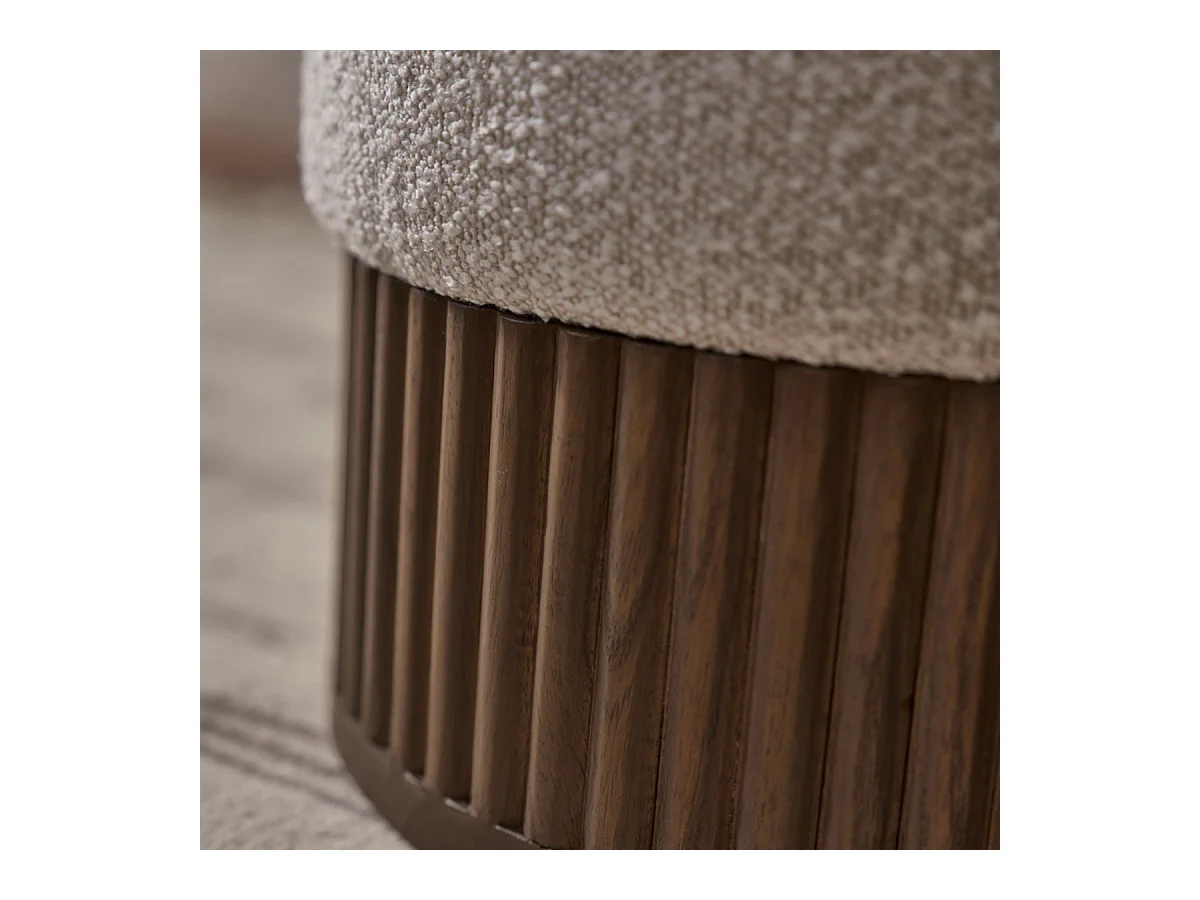 Pouf en mindi massif et tissu bouclette 38 cm