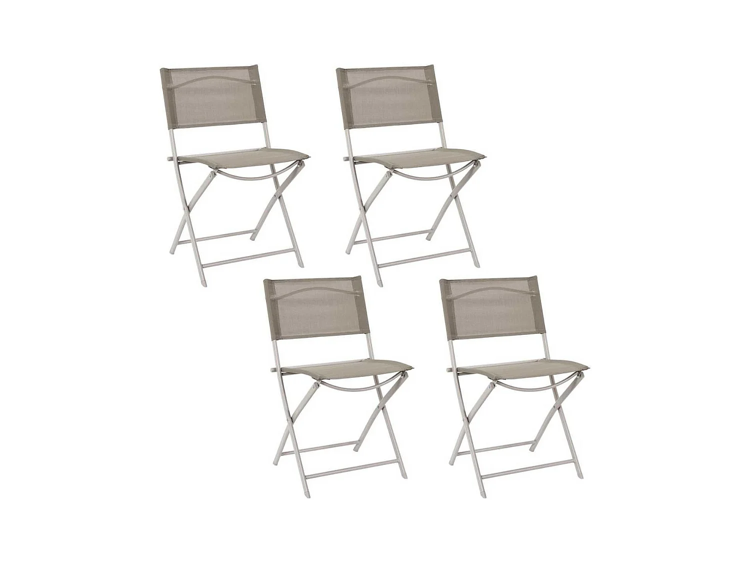 SANAE - Lot de 4 Chaises de Jardin Pliantes Beige