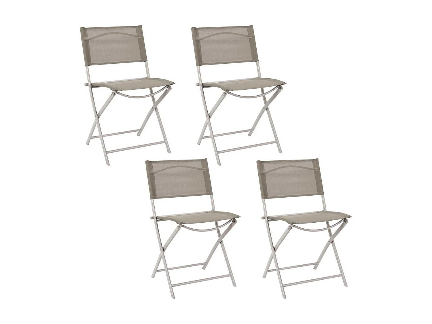 SANAE - Lot de 4 Chaises de Jardin Pliantes Beige