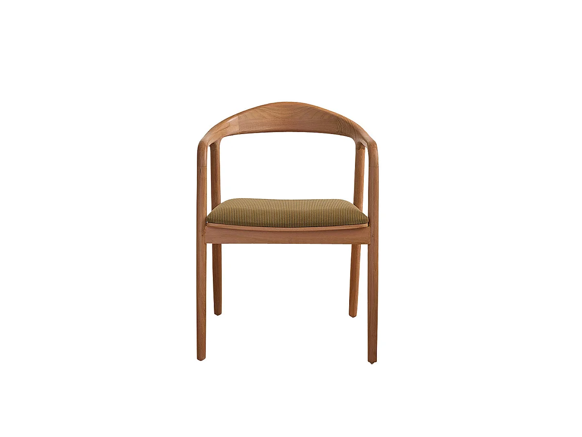 Chaise en teck massif et velours côtelé