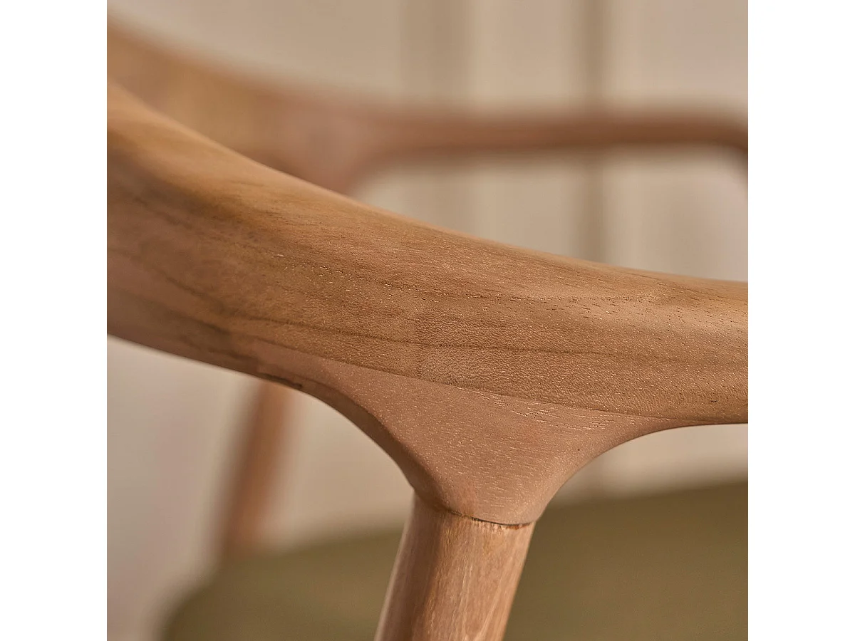 Chaise en teck massif et velours côtelé